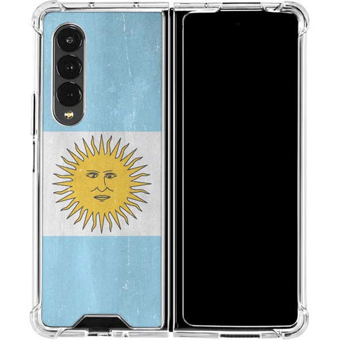 Argentina Flag Distressed Galaxy Z Fold4 5G Clear Case